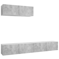 vidaXL Mobili Porta TV 3 pz Grigio Cemento in Legno Multistrato