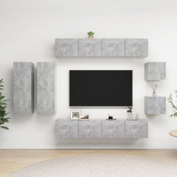 vidaXL  Set Porta TV 8 pz Grigio Cemento in Truciolato
