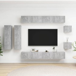 vidaXL  Set Porta TV 8 pz Grigio Cemento in Truciolato