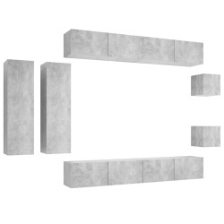 vidaXL  Set Porta TV 8 pz Grigio Cemento in Truciolato