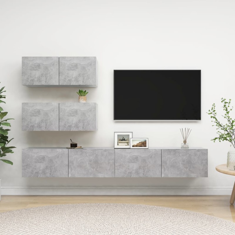 vidaXL Set Porta TV 4 pz Grigio Cemento in Truciolato vidaXL Set Porta TV 4 pz Grigio Cemento in Truciolato