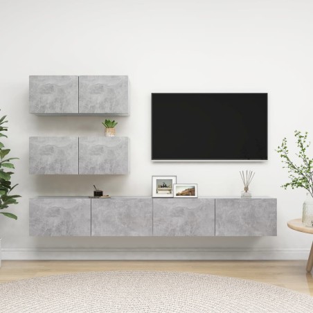 vidaXL Set Porta TV 4 pz Grigio Cemento in Truciolato 