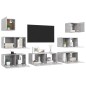 vidaXL Set di Mobili Porta TV 7 pz Grigio Cemento in Legno Multistrato vidaXL Set di Mobili Porta TV 7 pz Grigio Cemento in Legno Multistrato