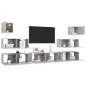 vidaXL Set Porta TV 7 pz Grigio Cemento in Truciolato vidaXL Set Porta TV 7 pz Grigio Cemento in Truciolato