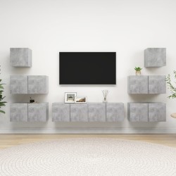 vidaXL Set Porta TV 8 pz Grigio Cemento in Truciolato 