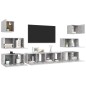 vidaXL Set Porta TV 8 pz Grigio Cemento in Truciolato vidaXL Set Porta TV 8 pz Grigio Cemento in Truciolato
