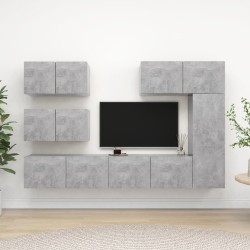 vidaXL Set di Mobili Porta TV 6 pz Grigio Cemento in Legno Multistrato