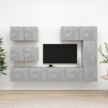 vidaXL Set di Mobili Porta TV 6 pz Grigio Cemento in Legno Multistrato