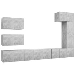 vidaXL Set Porta TV 8 pz Grigio Cemento in Truciolato 