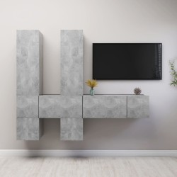 vidaXL Set Porta TV 7 pz Grigio Cemento in Truciolato  