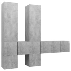vidaXL Set Porta TV 7 pz Grigio Cemento in Truciolato  