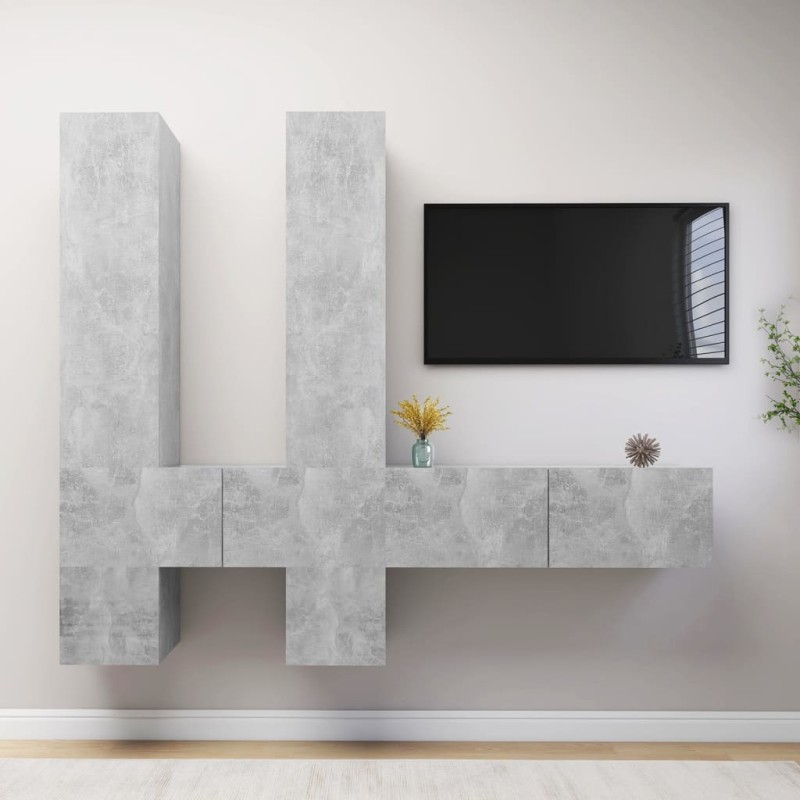 vidaXL Set Porta TV 6 pz Grigio Cemento in Truciolato vidaXL Set Porta TV 6 pz Grigio Cemento in Truciolato