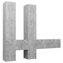 vidaXL Set Porta TV 6 pz Grigio Cemento in Truciolato