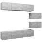 vidaXL Set Porta TV 6 pz Grigio Cemento in Truciolato