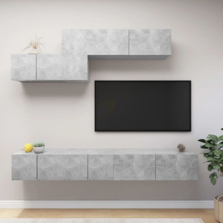 vidaXL Set Porta TV 6 pz Grigio Cemento in Truciolato 