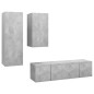 vidaXL Set di Mobili Porta TV 4 pz Grigio Cemento in Legno Multistrato vidaXL Set di Mobili Porta TV 4 pz Grigio Cemento in Legno Multistrato
