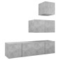 vidaXL Set di Mobili Porta TV 4 pz Grigio Cemento in Legno Multistrato