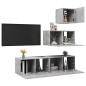 vidaXL Set di Mobili Porta TV 4 pz Grigio Cemento in Legno Multistrato