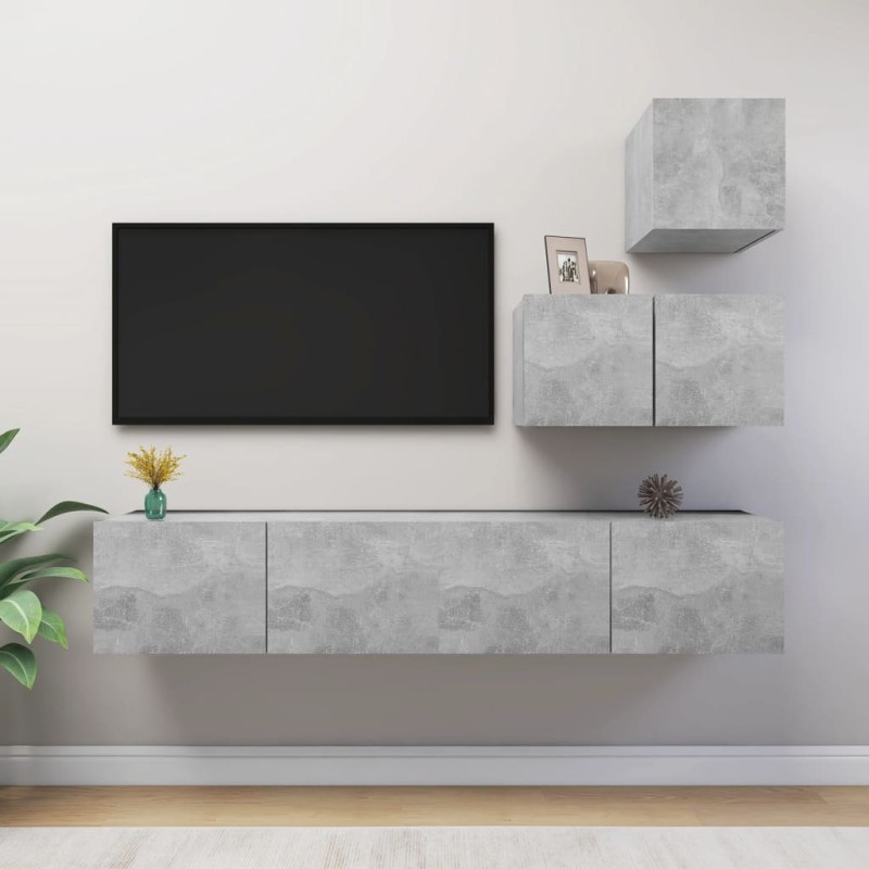 vidaXL Set Porta TV 4 pz Grigio Cemento in Truciolato vidaXL Set Porta TV 4 pz Grigio Cemento in Truciolato