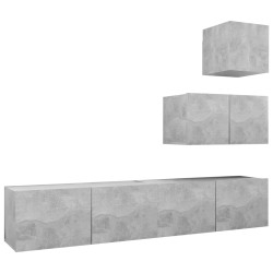vidaXL Set Porta TV 4 pz Grigio Cemento in Truciolato