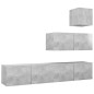 vidaXL Set di Mobili Porta TV 4 pz Grigio Cemento in Legno Multistrato vidaXL Set di Mobili Porta TV 4 pz Grigio Cemento in Legno Multistrato