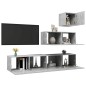 vidaXL Set di Mobili Porta TV 4 pz Grigio Cemento in Legno Multistrato vidaXL Set di Mobili Porta TV 4 pz Grigio Cemento in Legno Multistrato