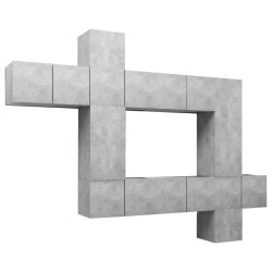 vidaXL Set Porta TV 10 pz Grigio Cemento in Truciolato 