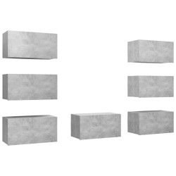 vidaXL Mobili TV 7 pz Grigio Cemento 30,5x30x60 cm in Truciolato