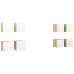 vidaXL Mobile a Parete per TV 8pz Bianco e Rovere Sonoma 30,5x30x30cm 