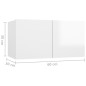 vidaXL Mobili TV 4 pz Bianco Lucido 60x30x30 cm in Legno Multistrato vidaXL Mobili TV 4 pz Bianco Lucido 60x30x30 cm in Legno Multistrato