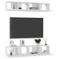 vidaXL Mobili TV 4 pz Bianco Lucido 80x30x30 cm in Truciolato