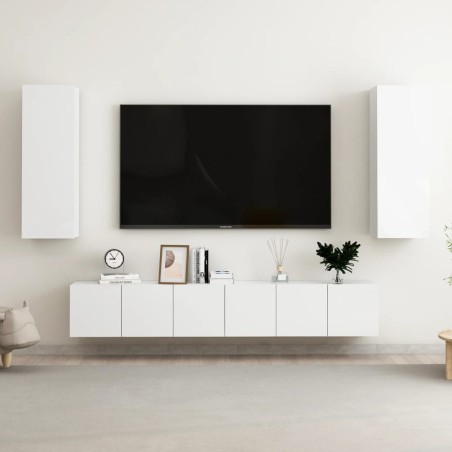vidaXL Set Mobile TV 5 pz Bianco Lucido in Truciolato