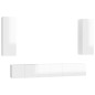 vidaXL Set Mobile TV 5 pz Bianco Lucido in Truciolato vidaXL Set Mobile TV 5 pz Bianco Lucido in Truciolato