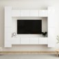 vidaXL Set Mobile TV 8 pz Bianco Lucido in Truciolato vidaXL Set Mobile TV 8 pz Bianco Lucido in Truciolato