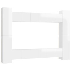 vidaXL Set Mobile TV 10 pz Bianco Lucido in Truciolato