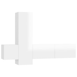 vidaXL Set di Mobili Porta TV 3 pz Bianco Lucido in Legno Multistrato