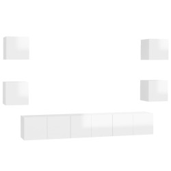vidaXL Set Mobile TV 7 pz Bianco Lucido in Truciolato