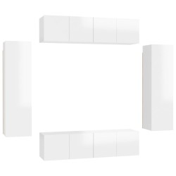 vidaXL Set Mobile TV 6 pz Bianco Lucido in Truciolato