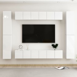 vidaXL Set Mobile TV 10 pz Bianco Lucido in Truciolato 