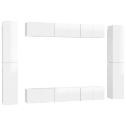 vidaXL Set Mobile TV 10 pz Bianco Lucido in Truciolato 