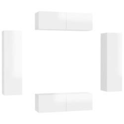 vidaXL Set Mobile TV 4 pz Bianco Lucido in Truciolato