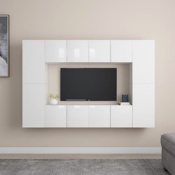 vidaXL Set Mobile TV 8 pz Bianco Lucido in Truciolato 