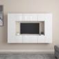 vidaXL Set Mobile TV 8 pz Bianco Lucido in Truciolato vidaXL Set Mobile TV 8 pz Bianco Lucido in Truciolato