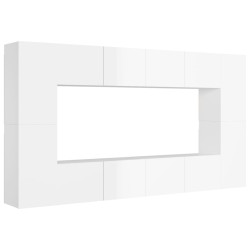 vidaXL Set Mobile TV 8 pz Bianco Lucido in Truciolato