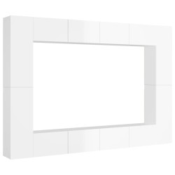vidaXL Set Mobile TV 8 pz Bianco Lucido in Truciolato
