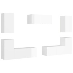 vidaXL Set Mobile TV 7 pz Bianco Lucido in Truciolato
