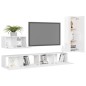 vidaXL Set di Mobili Porta TV 4 pz Bianco Lucido in Legno Multistrato vidaXL Set di Mobili Porta TV 4 pz Bianco Lucido in Legno Multistrato