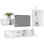 vidaXL Set di Mobili Porta TV 4 pz Bianco Lucido in Legno Multistrato vidaXL Set di Mobili Porta TV 4 pz Bianco Lucido in Legno Multistrato