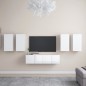 vidaXL Set Mobile TV 6 pz Bianco Lucido in Truciolato vidaXL Set Mobile TV 6 pz Bianco Lucido in Truciolato