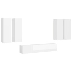 vidaXL Set Mobile TV 6 pz Bianco Lucido in Truciolato